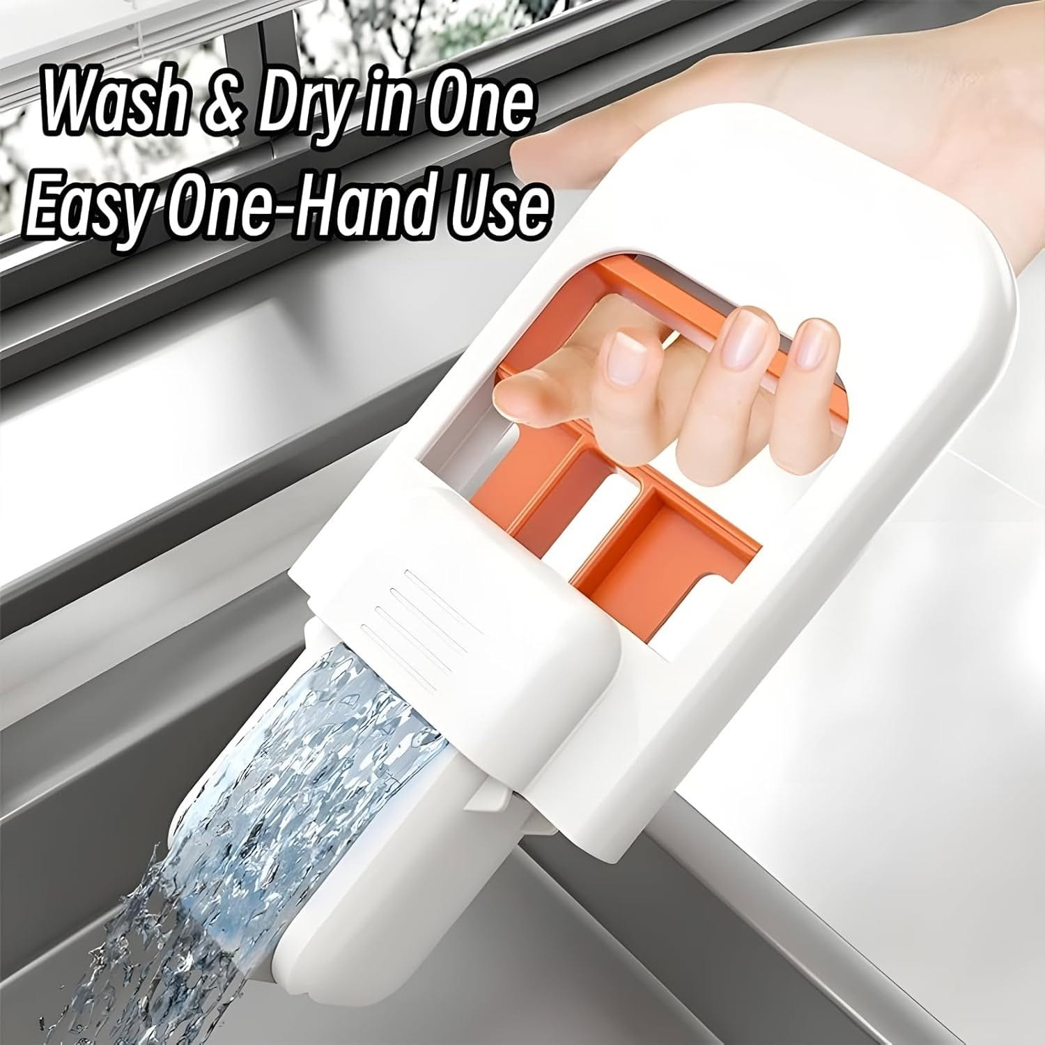 2-in-1 Window Glass Cleaner with Built-in Water Spray