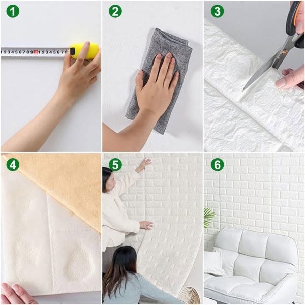 3D Self-Adhesive Brick Wall Panels