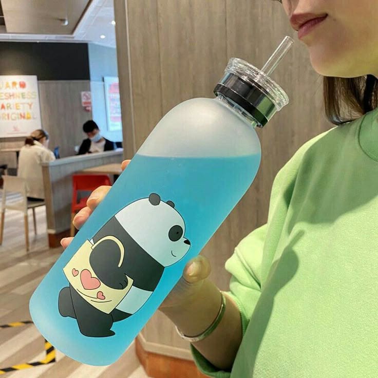 Panda Splash Glass Water Bottle
