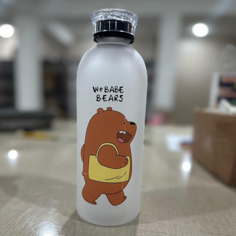 Panda Splash Glass Water Bottle